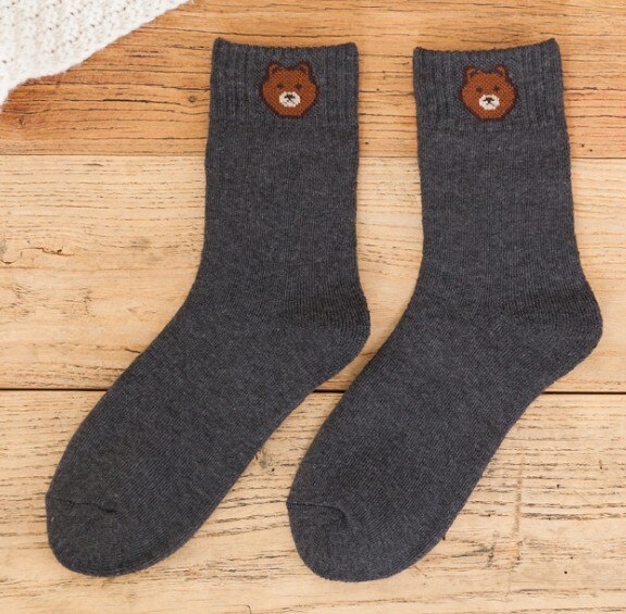 Women's Coffee Teddy Bear Wool Socks