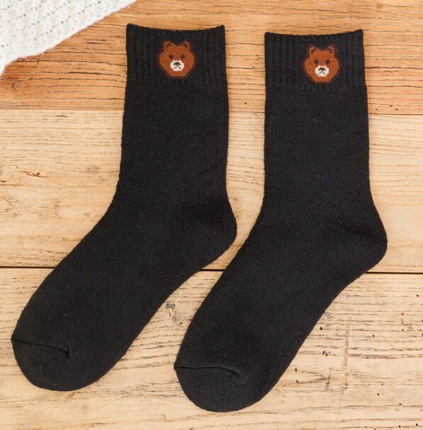 Black Women's Thick Socks with Bears