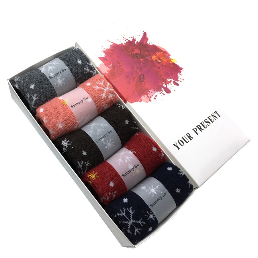 5-pair Women's Winter Wool Socks Gift Box