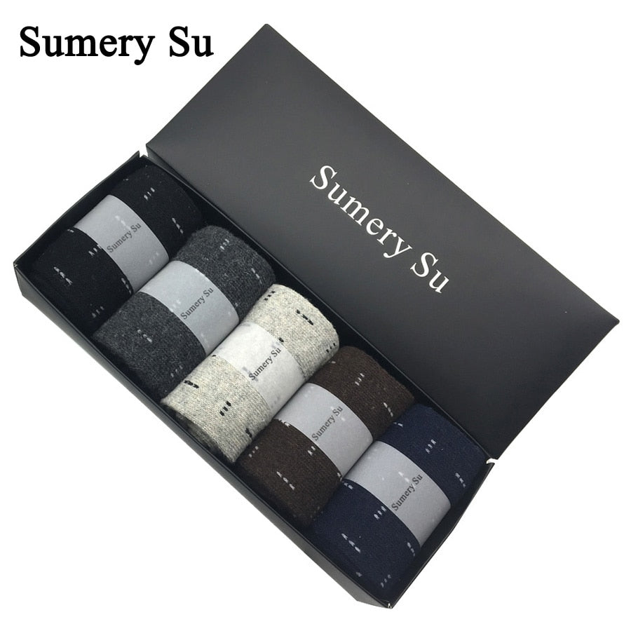 6 pair men's winter wool socks gift box