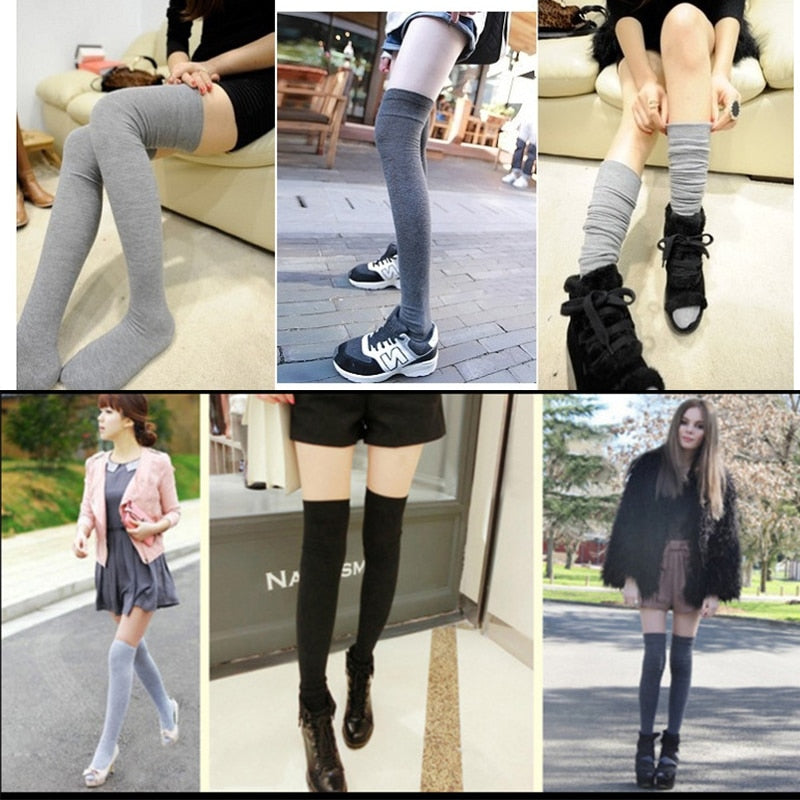 Cotton thigh high socks for women