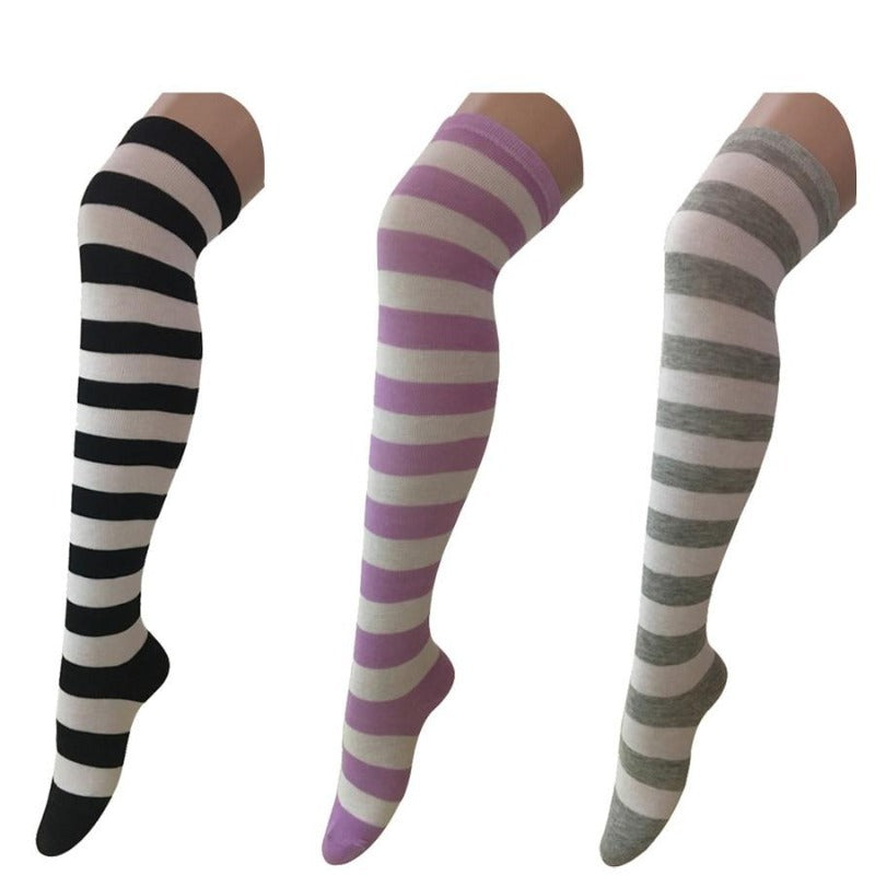 Women's Thigh High Striped Socks